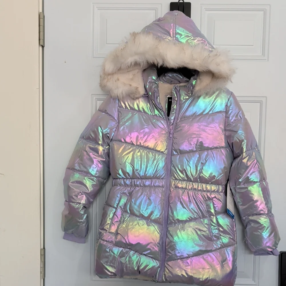 Member's Mark Girls Puffer Jacket Purple Iridescent Size M 7/8
